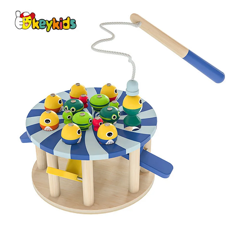 Customize preschool educational wooden fish catching toy for children W01A550