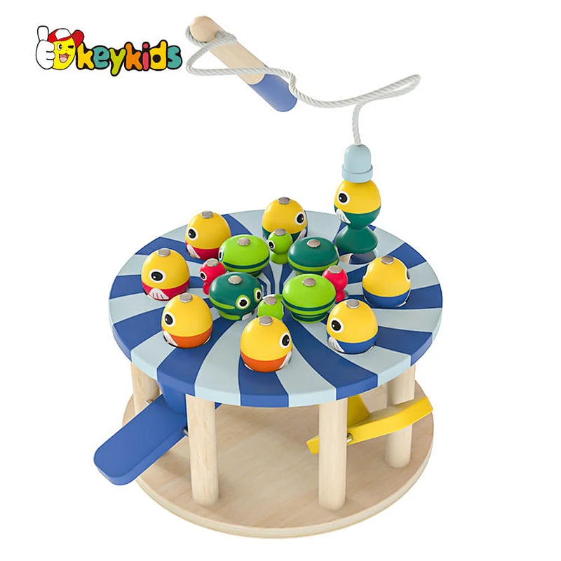Customize preschool educational wooden fish catching toy for children W01A550