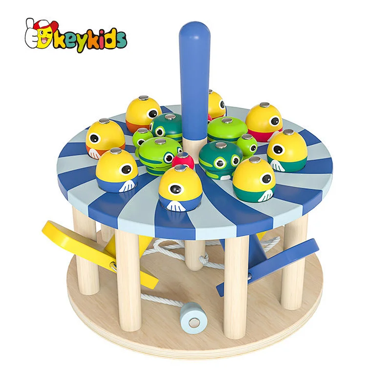 Customize preschool educational wooden fish catching toy for children W01A550