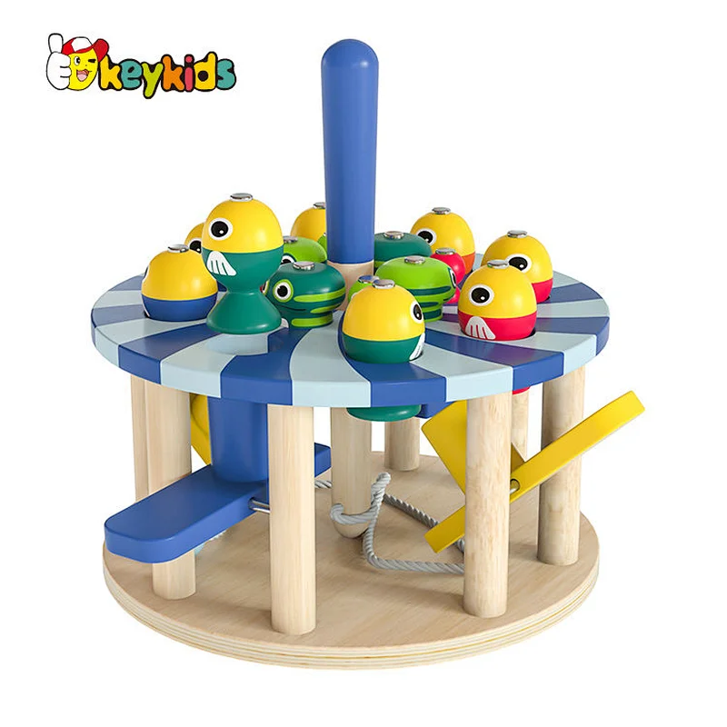 Customize preschool educational wooden fish catching toy for children W01A550